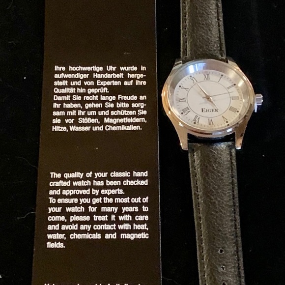 Eiger Men’s Large Face Watch with Black Band NIP - Picture 2 of 7